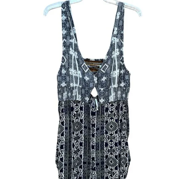 Free People Tribal Print Jumpsuit Retro 70s Bellbottoms Cut Out Crop Top - Picture 4 of 10